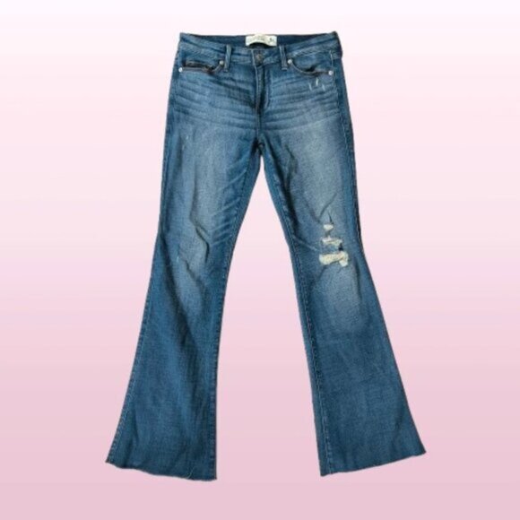 Abercrombie & Fitch Distressed Glam Retro 70s 80s Skinny Flare Jeans 4R - Picture 1 of 8